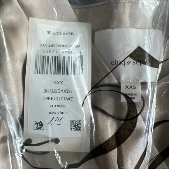 Cinq à Sept Women's Silk Mirin Draped Cinched Asymmetrical Camisole Tan Top XXS - Picture 7 of 8